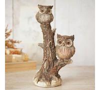 Widdop & Co. Adorno de dos búhos en un árbol, efecto madera de tronco, de pie, recuerdo temático de pájaros por Country Living