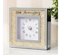 Widdop & Co Celebrations - Reloj de mesa (cristal, 50 aniversario de cristal), diseño de cristales dorados