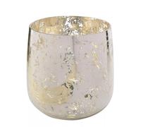 Widdop & Co. Hestia - Jarrón pequeño de cristal, diseño degradado plateado y dorado, jarrón decorativo para el hogar