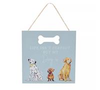 Widdop & Co. - Placa colgante de perro con texto en inglés "Life Isn't Perfect But My Dog Is" - Cartel decorativo de madera con cuerda, bonito regalo para amantes de los perros para decoración del