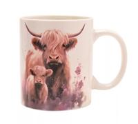 Widdop & Co - Taza de cerámica de vaca de las tierras altas, diseño de vacas madre y ternera, taza de café o té de 360 ml, regalo para amantes de los animales y entusiastas de la naturaleza