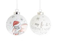 Widdop Disney My First Christmas - Bola de cerámica de 8 cm, diseño de Dumbo, adorno navideño de cerámica