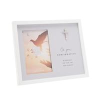 Widdop Faith and Hope - Marco de fotos de confirmación de color gris, 10 x 15 cm, material de madera, marco de fotos de regalo comercial religioso
