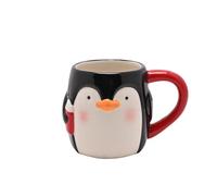 Widdop Penguin - Taza festiva de cerámica con mango rojo, bonita vajilla de Navidad para chocolate caliente, té y café, divertida idea de regalo de invierno para amigos y familiares