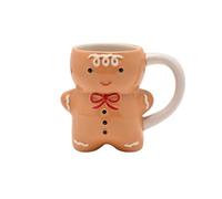 Widdop - Taza pequeña de Papá Noel y amigos, taza de cerámica con diseño de hombre de jengibre, vaso festivo de Navidad para chocolate caliente, divertido regalo de temporada
