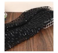 Wide 3D Chiffon Sequin Small Plum Blossom Embroidery Mesh Cloth Yarn Handmade Accessory Packaging Fabrics For Sewing(Black)