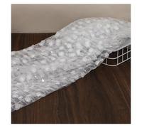 Wide 3D Chiffon Sequin Small Plum Blossom Embroidery Mesh Cloth Yarn Handmade Accessory Packaging Fabrics For Sewing(White)