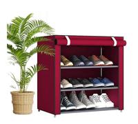 Wide 4 Tier shoeRack Organizer - Sturdy Non Woven Fabric Stand, Free Standing Boots Racks Entryway Storage | Apartment Entryway Organizer, Closet Floor shoeTower, Mudroom Boot Storage, shoeShelf