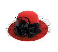 Wide Brim Fedora Hats for Women,Women's Flower Felt Cloche Panama Floppy Bowler Hat Womens Ladies Classic Elegant Suede Wool Church Hats for Wedding Party Festival