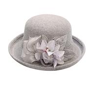 Wide Brim Felt Cloche Hats for Women,Women's Flower Belt Buckle Bowler Hat Adult Retro Elegant Suede Wool Church Hats for Wedding Party Festival