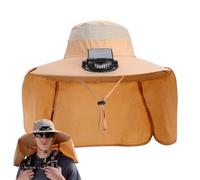 Wide Brim Solar Fan Hat, Dark Gray, Khaki Cooling Sun Visor Cap, Silent Portable Headwear, Efficient Outdoor Accessory for Fishing Camping Hiking Gardening Travel Beach Heat, beige, 0