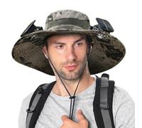 Wide Brim Solar Fan Hat Outdoor Fishing, Sun Hat with Solar Powered Fans, Sombrero para el Sol Hombre (Color D,Talla única)