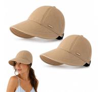 Wide Brim Sun Visors for Women, UPF 50+ Adjustable Summer Hat (2pcs C)