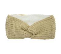 Wide Cross Fleece Lined Knitted Headbands For Woman Solid Warm Hairband Elastic Sports Yoga Headwear Hair Accessories(Beige)