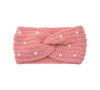 Wide Cross Pearl Hairband For Women Solid Color Warm Elastic Sports Yoga Headwear Hair Accessories(Color04)