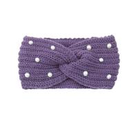 Wide Cross Pearl Hairband For Women Solid Color Warm Elastic Sports Yoga Headwear Hair Accessories(Color09)
