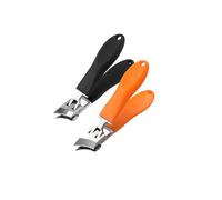 Wide Jaw Opening Anti-Splash Slanted Nail Clipper, 2 Pcs Long Handle Curved Toenail Clippers for Thick Toenails Women and Men (Black+Orange)