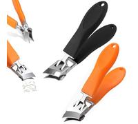 Wide Jaw Opening Anti-Splash Slanted Nail Clipper,2025 Ultra Large Slanted Stainless Steel Toe Nails,Long Handled Curved Toenail Clippers for Seniors Men Women (O+B)
