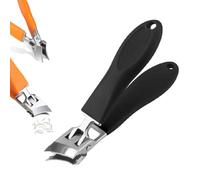 Wide Jaw Opening Anti-Splash Slanted Nail Clipper,2025 Ultra Large Slanted Stainless Steel Toe Nails,Long Handled Curved Toenail Clippers for Seniors Men Women (Black)