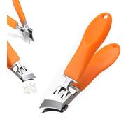 Wide Jaw Opening Anti-Splash Slanted Nail Clipper,2025 Ultra Large Slanted Stainless Steel Toe Nails,Long Handled Curved Toenail Clippers for Seniors Men Women (Orange)