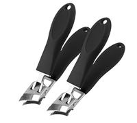 Wide Jaw Opening Anti-Splash Slanted Nail Clipper, Curved Nail Clippers, Slanted Nail Clippers for Seniors Adult (2pcs,Black)
