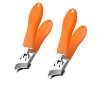 Wide Jaw Opening Anti-Splash Slanted Nail Clipper, Curved Nail Clippers, Slanted Nail Clippers for Seniors Adult (2pcs,Yellow)
