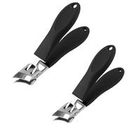 Wide Jaw Opening Anti-Splash Slanted Nail Clipper, Curved Toenail Clippers,Long Handle No Splash Fingernail, for Women and Men, for Thick Toenails (Black*2)