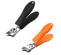 Wide Jaw Opening Anti-Splash Slanted Nail Clipper, Curved Toenail Clippers,Long Handle No Splash Fingernail, for Women and Men, for Thick Toenails (Orange+Black)