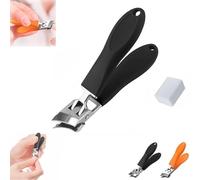 Wide Jaw Opening Anti-Splash Slanted Nail Clipper,New Upgrade Toenail Oblique Clippers,Thick Nail Wide Jaw Slanted Toenail Clippers,Stainless Steel Angled Nail Clippers (Black)