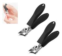 Wide Jaw Opening Anti-Splash Slanted Nail Clipper, Slanted Nail Clippers, Large Wide Jaw Opening Toe Nail, Ultra Sharp Stainless Steel Nail Clippers, No Splash Nail Trimmer for Men Women (Black*2)