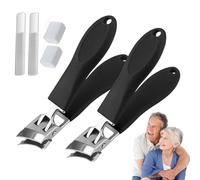 Wide Jaw Opening Anti-Splash Slanted Nail Clipper,Slanted Nail Clippers-No Splash Nail Trimmer,Curved Nail Clippers Curved Toenail Clippers for Seniors and Adult (Black*2)