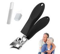 Wide Jaw Opening Anti-Splash Slanted Nail Clipper,Slanted Nail Clippers-No Splash Nail Trimmer,Curved Nail Clippers Curved Toenail Clippers for Seniors and Adult (Black)