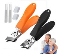 Wide Jaw Opening Anti-Splash Slanted Nail Clipper,Slanted Nail Clippers-No Splash Nail Trimmer,Curved Nail Clippers Curved Toenail Clippers for Seniors and Adult (2pcs)