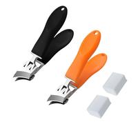 Wide Jaw Opening Anti-Splash Slanted Nail Clipper, Slanted Nail Clippers - No Splash Nail Trimmer for Men Women, Ultra Sharp Stainless Steel Nail Clippers (Black+Orange,2)