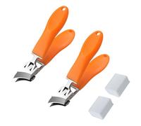 Wide Jaw Opening Anti-Splash Slanted Nail Clipper, Slanted Nail Clippers - No Splash Nail Trimmer for Men Women, Ultra Sharp Stainless Steel Nail Clippers (Orange,2)