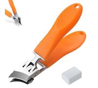 Wide Jaw Opening Anti-Splash Slanted Nail Clipper, Stainless Steel Nail Cutter, Long Handle Nail Clippers for Toenails, Heavy Duty Nail Clipper for Men Women Adult Seniors (Orange)