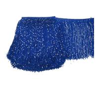 Wide Lace Fringe Trim, Sequins Tassel Polyester Multicolor 1 Yard 20cm Latin Dance Costume(Blue 2)