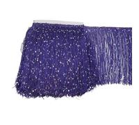 Wide Lace Fringe Trim, Sequins Tassel Polyester Multicolor 1 Yard 20cm Latin Dance Costume(Purple)