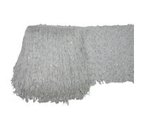 Wide Lace Fringe Trim, Sequins Tassel Polyester Multicolor 1 Yard 20cm Latin Dance Costume(White)
