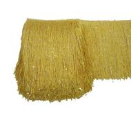 Wide Lace Fringe Trim, Sequins Tassel Polyester Multicolor 1 Yard 20cm Latin Dance Costume(Yellow)