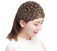 Wide Lace Headband - Floral Pearl Elastic Hair Turban for Women Girls | Stretchy Decorative with Hairband, Stylish Stretch Head Accessory for Yoga Gym Sports Fashion Styling Accessories Daily Wear