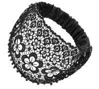 Wide Lace Headband - Floral Pearl Elastic Hair Turban for Women Girls | Stretchy Decorative with Hairband, Stylish Stretch Head Accessory for Yoga Gym Sports Fashion Styling Accessories Daily Wear