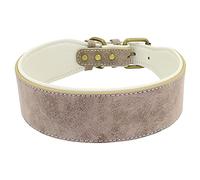 Wide Leather Dog Collar Padded Pet Collars Dog Collar for Medium Large Dogs Pitbull Bulldog German Shepherd 2XL (Beige XX)