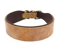 Wide Leather Dog Collar Padded Pet Collars Dog Collar for Medium Large Dogs Pitbull Bulldog German Shepherd 2XL (Brown XX)