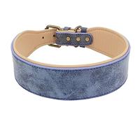 Wide Leather Dog Collar Padded Pet Collars Dog Collar for Medium Large Dogs Pitbull Bulldog German Shepherd 2XL (Blue X)