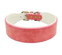 Wide Leather Dog Collar Padded Pet Collars Dog Collar for Medium Large Dogs Pitbull Bulldog German Shepherd 2XL (Pink X)