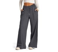 Wide Leg Pants For Women Drawstring Elastic Waist Loose Fit Casual Pants (Dark Blue,S)