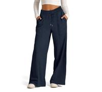 Wide Leg Pants For Women Drawstring Elastic Waist Loose Fit Casual Pants (Dark Gray,3XL)