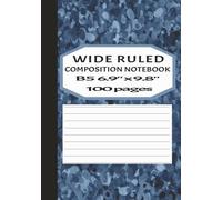 Wide Lined B5 Composition Notebook Blue: Marble Cover Notepad Lined Cute Journal Notebook for School Supplies, Ideal for taking notes, writing essays, thesis