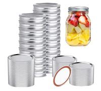 Wide Mouth Canning Lids - Leakproof Jar Covers, Stainless Steel Jar Tops, Metal Storage Caps with Silicone Sealing Rings, Kitchen Container Accessories with Design, Pantry Freezer Beverage Storage Use